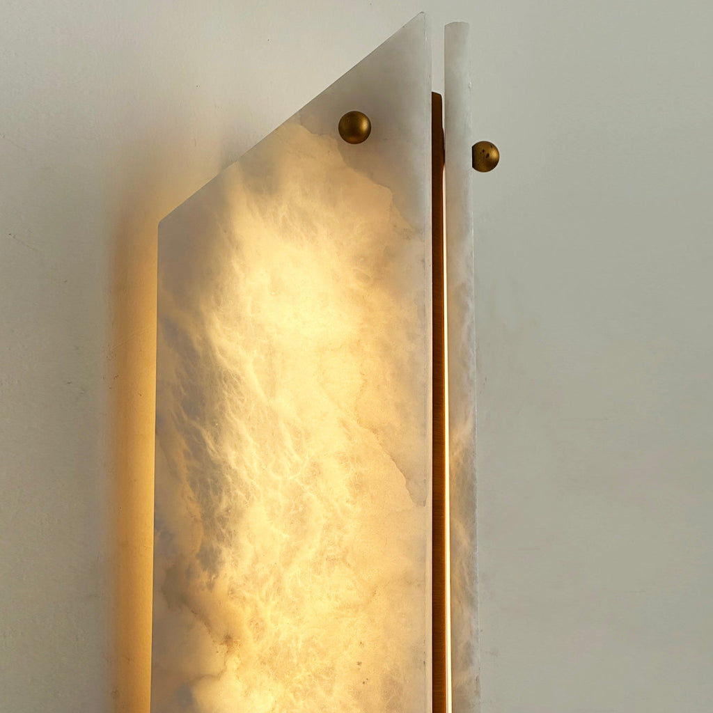 The Elyndra - Faceted Alabaster Twin-Glow Wall Light