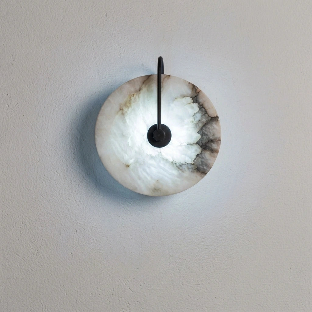 The Elara - Sculptural Alabaster Disc Wall Light