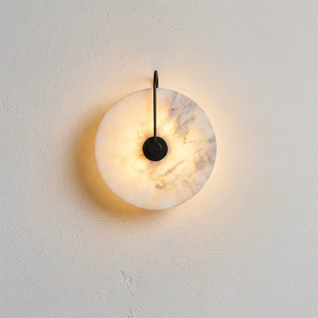 The Elara - Sculptural Alabaster Disc Wall Light