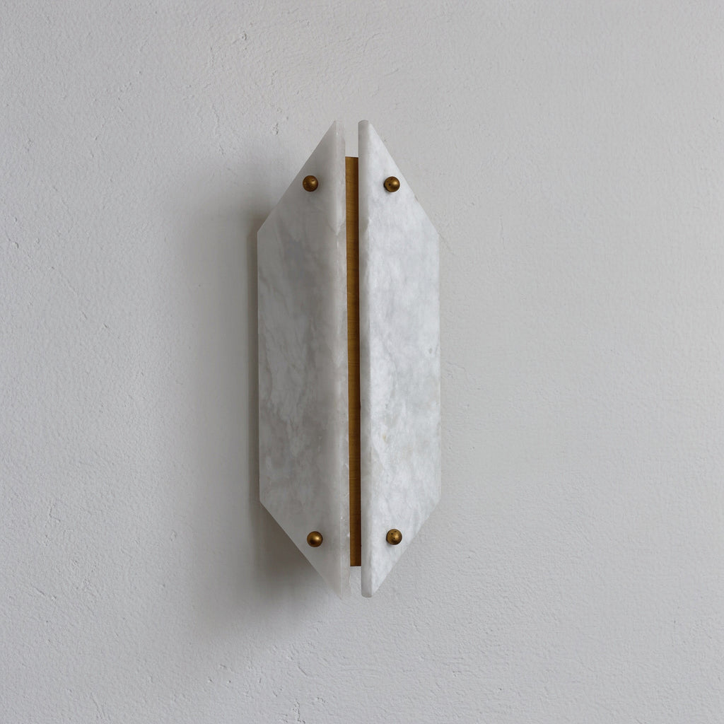 The Elyndra - Faceted Alabaster Twin-Glow Wall Light