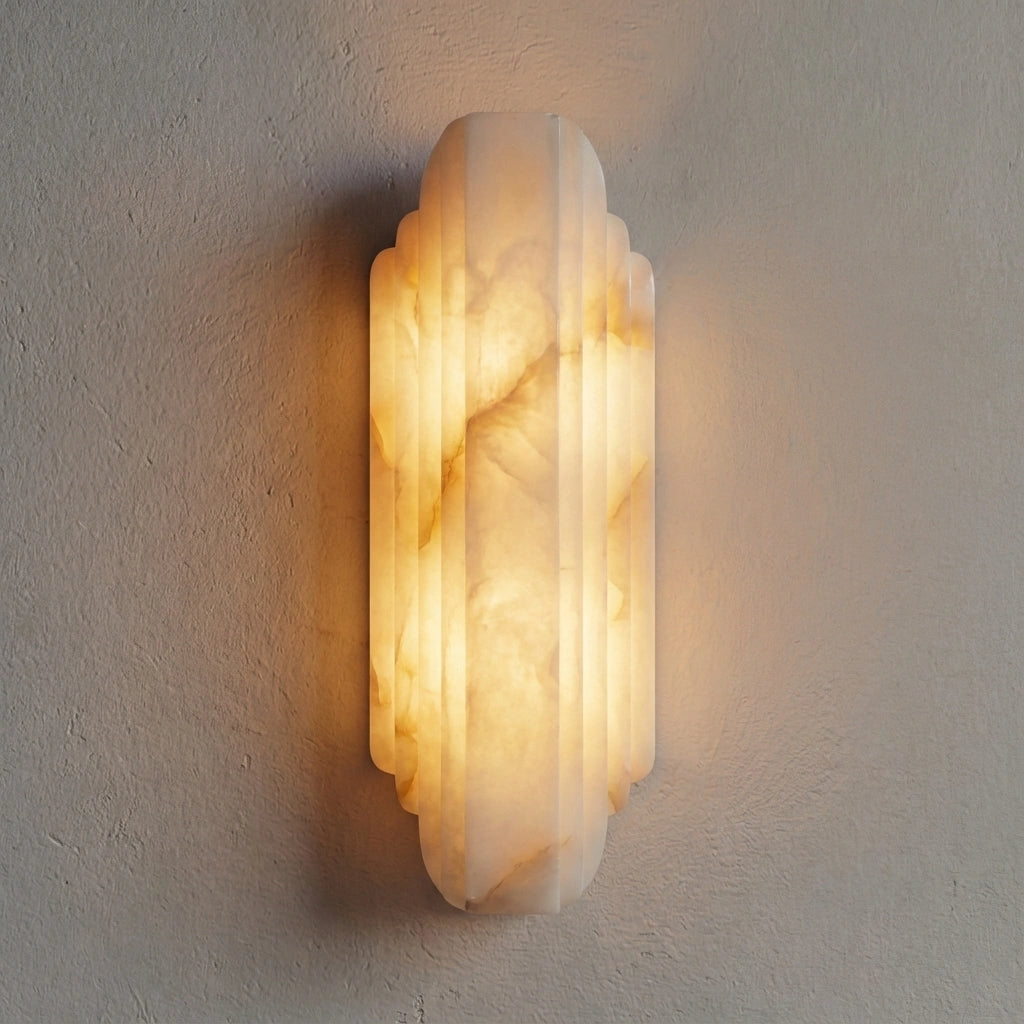 The Astraelle - Layered Marble Column Wall Light