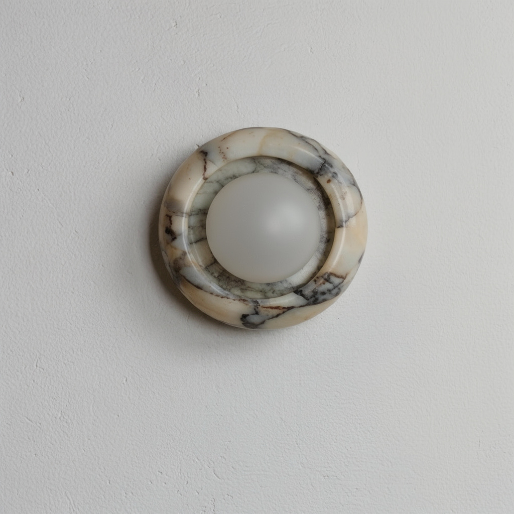 The Gaïa - Round alabaster & glass sconce