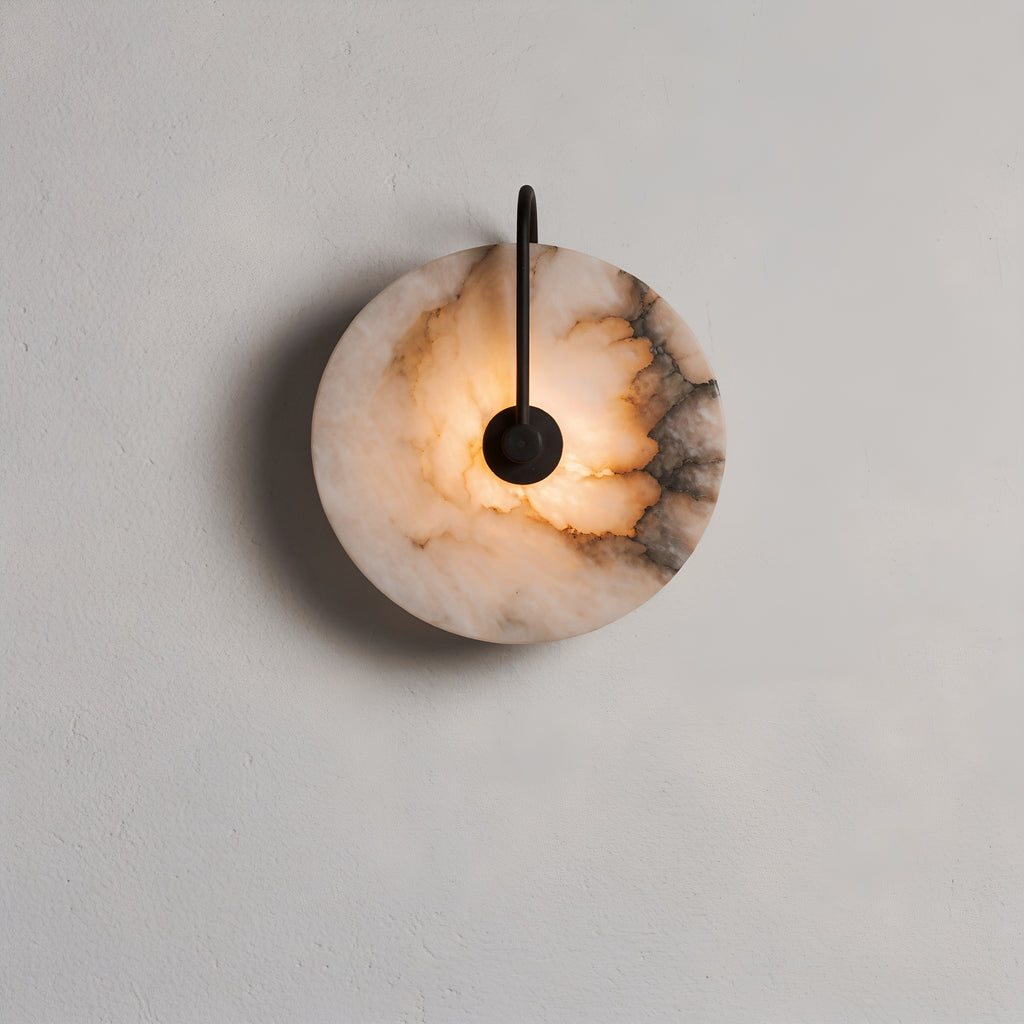 The Elara - Sculptural Alabaster Disc Wall Light